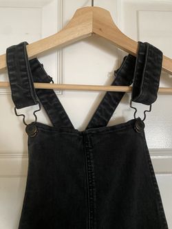 Vintage Black Distressed Denim Overalls - Skinny Fit (Size 10)