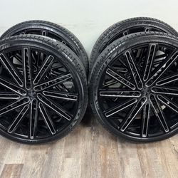 NEW 26 inch gloss black/milled wheels and lexani 305/30r26 tires
