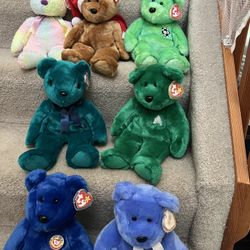 Beanie Buddies, Beanie Babies, 1997 Holiday Bear, Erin Bear, Clubby Bear, More 