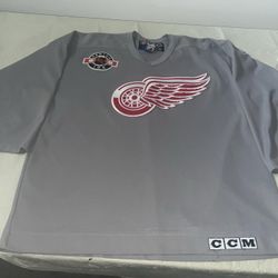 Detroit Red Wings Ccm Jersey Mens Xl Clean Practice Mic Nhl Gray Vintage 90s