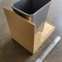 Built In Trash Can Slide For Cabinet In Kitchen.