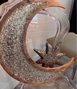 Wood Crescent Moon and Star Decor Set for Wall