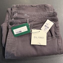 New DL1961 Jeans Mens 40x32 Charcoal Dark Gray Vinn Casual Straight Denim Pants. 