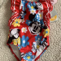 Baby Girl Minnie Mouse Bathingsuit Size 12/18 Months 