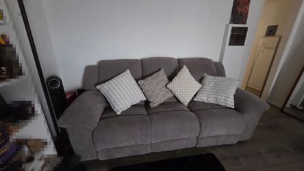 Gilson Gray Chenille 92" reclining sofa