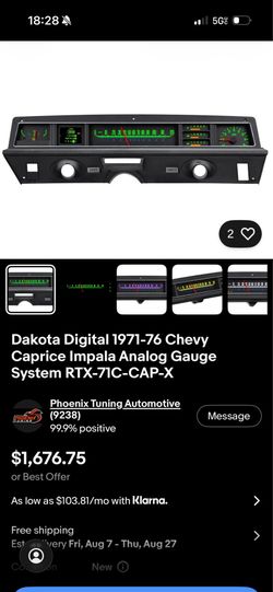 Dakota Digital 1971-76 Chevy Caprice Impala Analog Gauge System