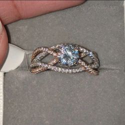 S925 2CT two tone engagement ring