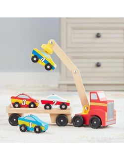 Melissa and Doug wooden wood car loader truck