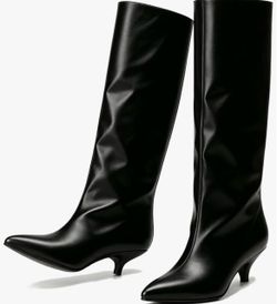 Black Knee High Boots Wide Calf Size 6