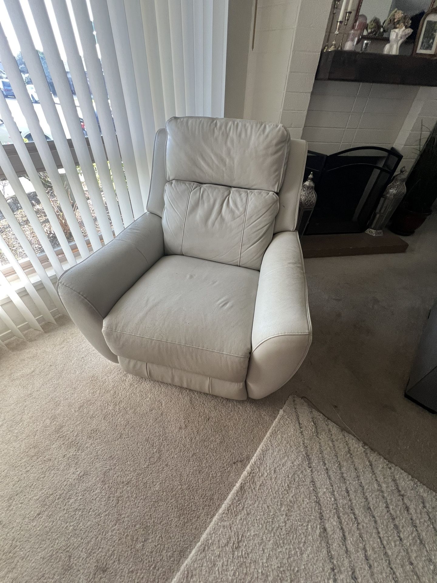 Cream Leather Recliner