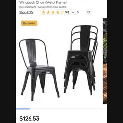 Set Of 4 Wingback  Chair  Black