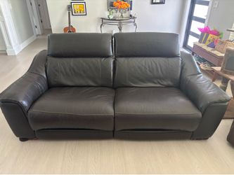Dark brown leather sofa