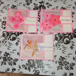 Handmade Beautiful Pink A2 Size Card With Envelopes