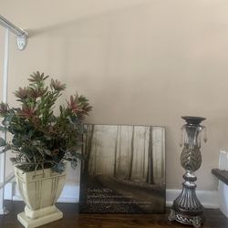 Psalm 100:3 Print, Candle Holder And Floral Arrangement $8 Ea