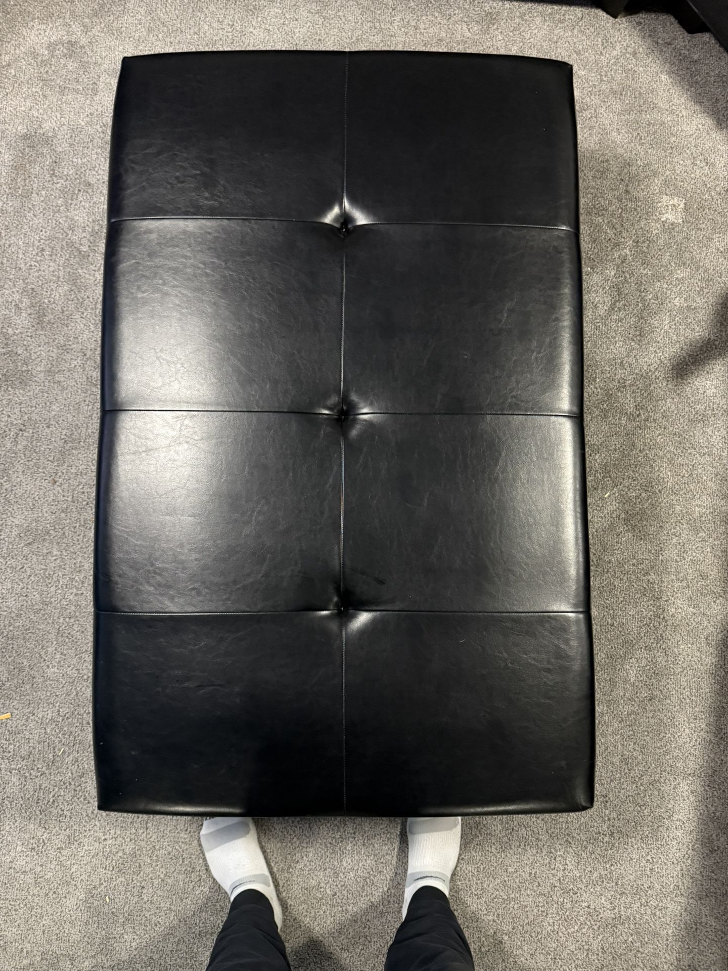 Black Faux Leather Ottoman