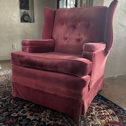 Fabulous Vintage Accent Chair in Original Raspberry Velour