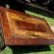 Solid Wood Top Coffee Table - Wrought Iron bottom  LIKE New 