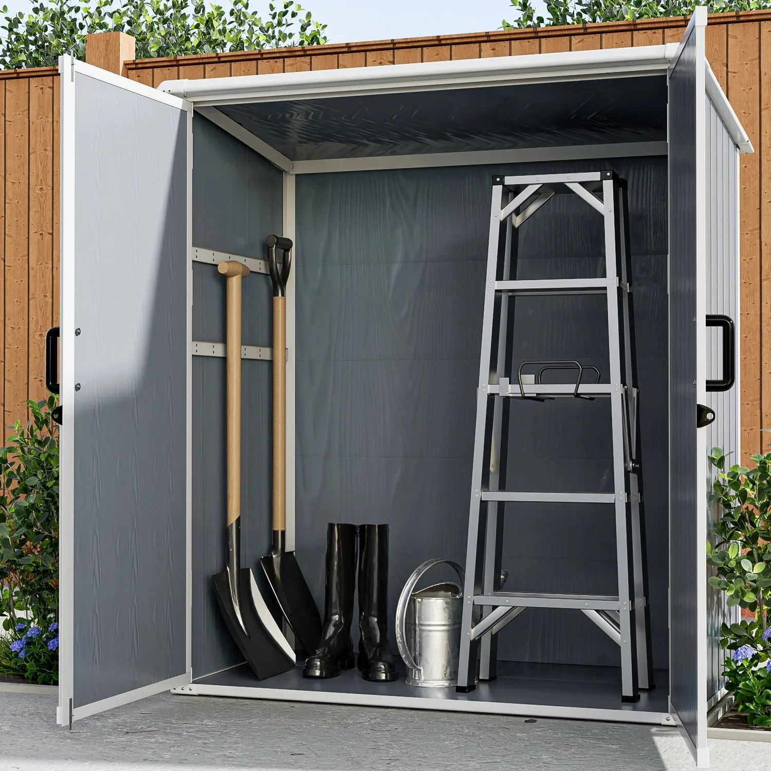 5x3FT Outdoor Storage Shed Waterproof Resin Cabinet with Lockable Doors for Bikes and Patio Furniture,All Products : American Fashion Style Bags On Sale