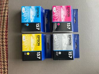 Expired date, Genuine Epson 157 4 pack of Ink Cartridges, 1 Black + 3 Color Inks