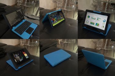 AWOW Touchscreen Laptop, 2 in 1 11.6" FHD Blue(Purple) Intel 4 Core Celeron N4120 Processor Windows 11 OS 6GB RAM 256GB M.2 SSD Storage Kids Convertib