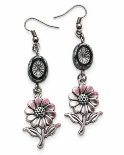 Silver Flower Dangle Earrings