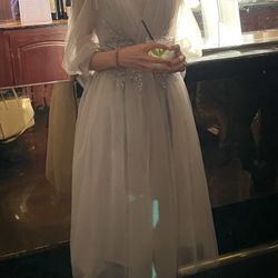 Silver Bridesmaid Dress/wedding Dress/ties 