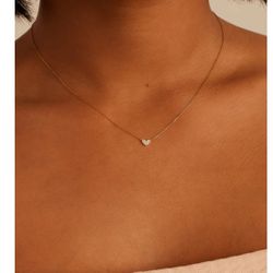 Gorjana- Diamond Pavé Mini Heart Necklace- 14K Solid Gold