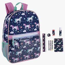 Unicorn Girls Backpack With Matching Supply Kit 