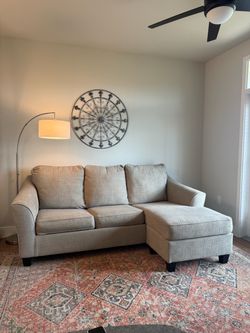 Taupe/Gray Sofa with Reversible Chaise & Full Pull Out Bed!