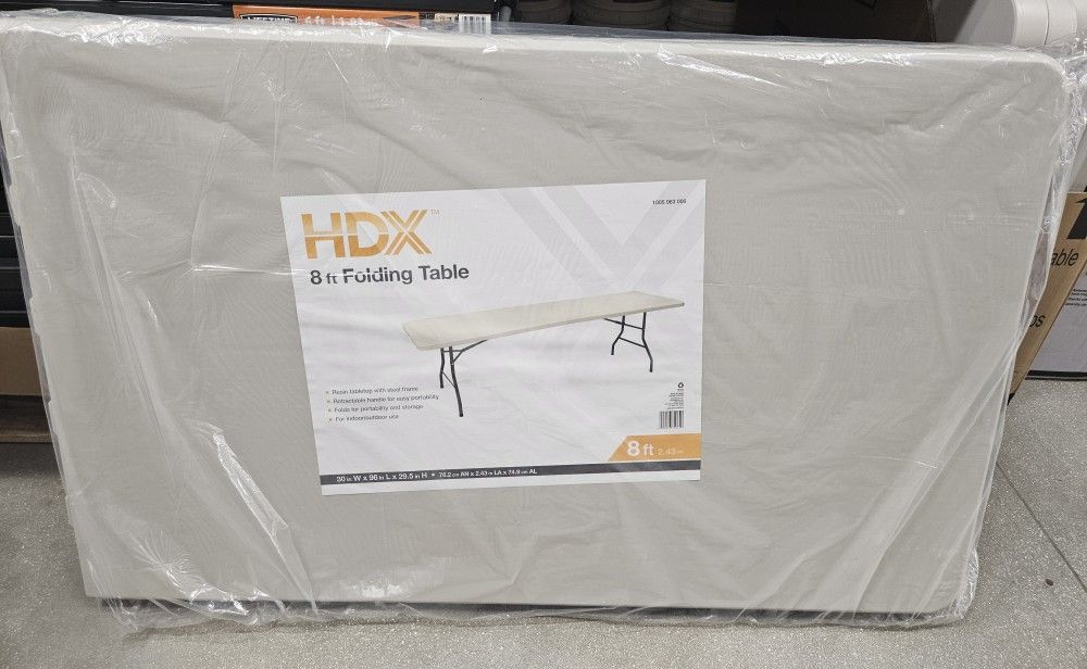Hdx 8ft Folding Table New Never Used 