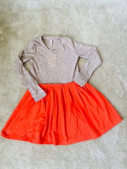 Mix Color Dress Long Sleeves