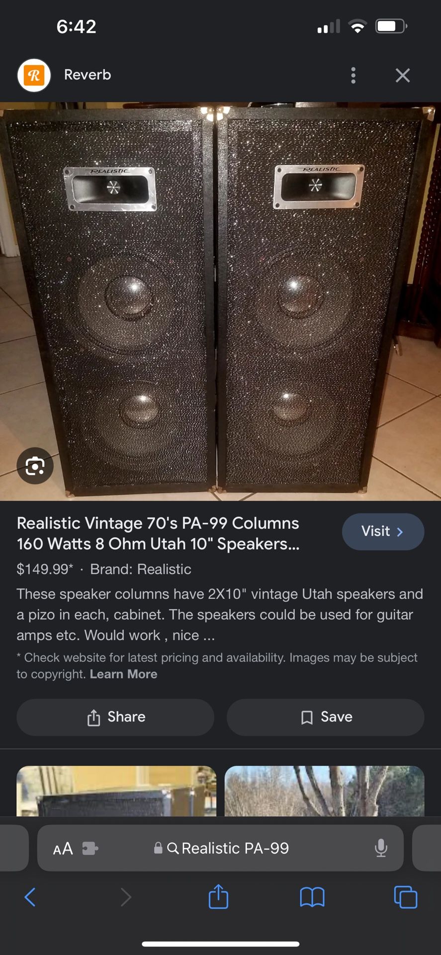 Realistic Pa 99 Speakers
