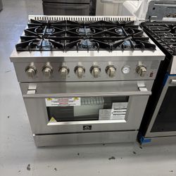 Forno Marco 36 in. Gas Range Stainless Steel, 6-Burners  / 2 Years Warranty , 5.36 Cu. Ft. Convection Oven