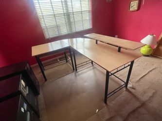 L-Shaped Desk with Monitor Riser