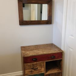 Small Custom Table w/Drawers And Mirror