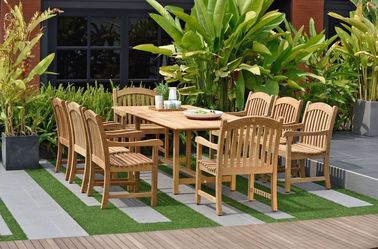 BRAND NEW 9 Piece Rectangular Extendable 100% FSC Solid Teak Wood | Ideal Furniture Dining Set For Outdoor & Patio