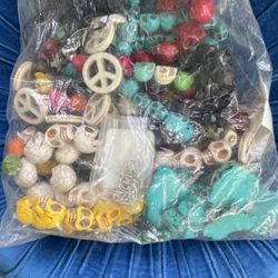 Assorted Skulls , Peace Symbols And Turquoise Beads