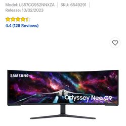 Samsung - 57" Odyssey Neo G9 Dual 4K UHD Quantum Mini-LED 240Hz 1ms HDR 1000 Curved Gaming Monitor (HDMI 2.1, DP 2.1, USB 3.0) -