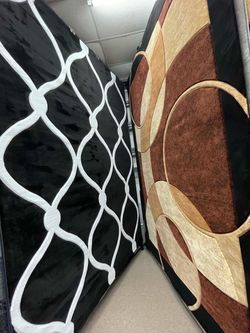 Area Rugs Black White and Brown Geometric