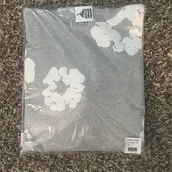 Grey denim tear hoodie 