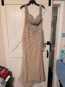 Nude Beaded Sequin Formal Gown