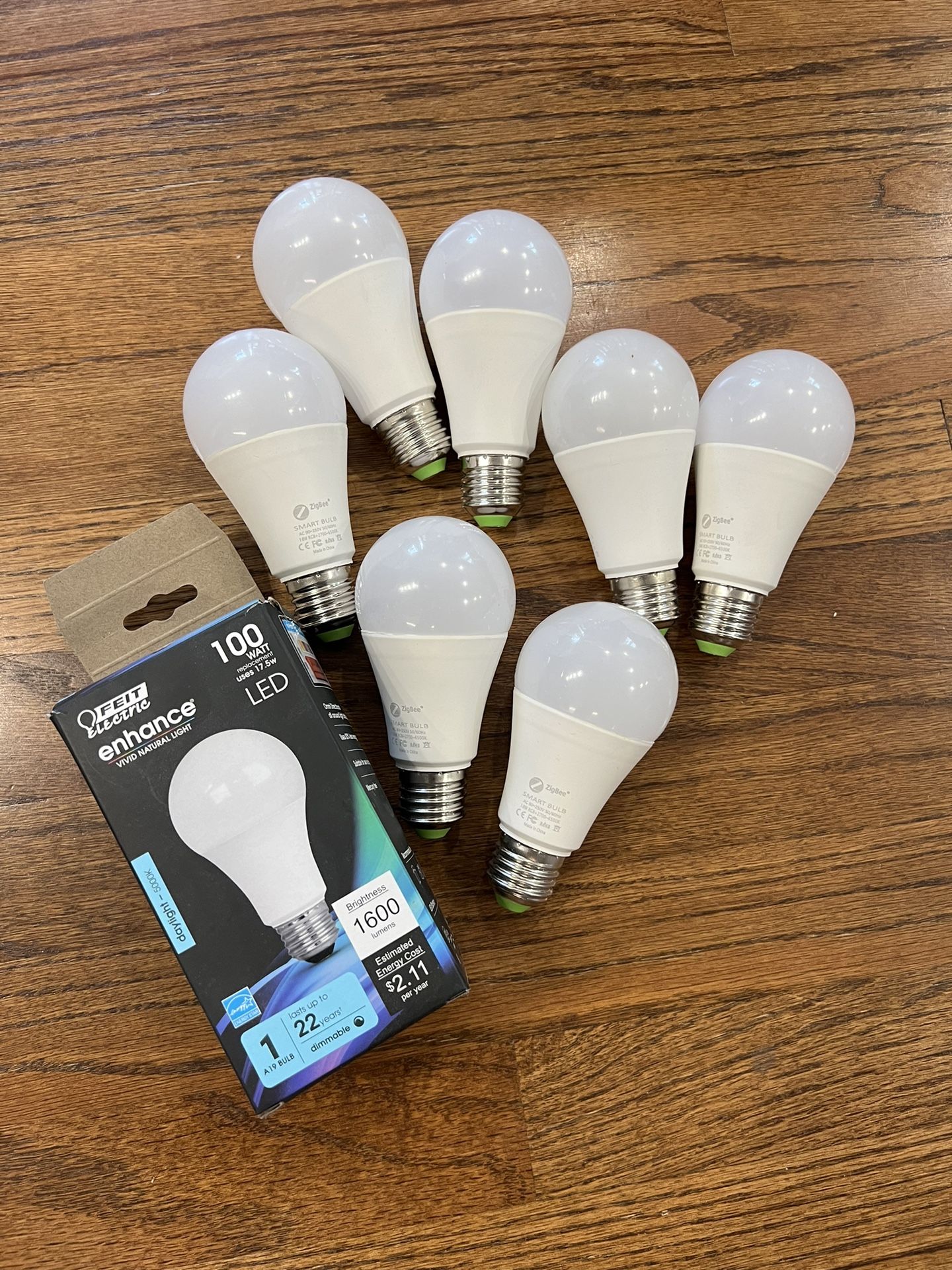 7x Zigbee Bulbs + 1 100W Feit Bulb - $40