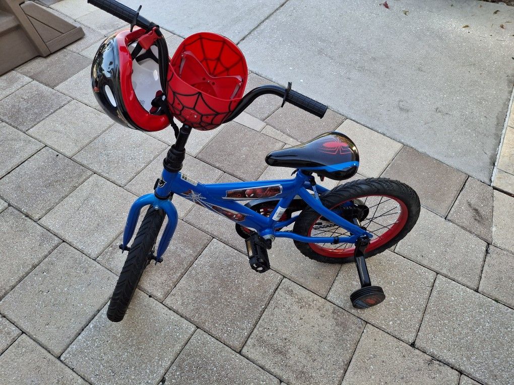 Kids Spider Man Bike With Helmet