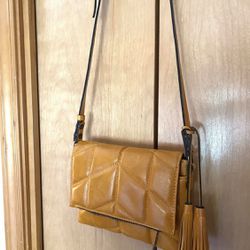 Patricia Nash Canary Yellow Leather Shoulder Bag