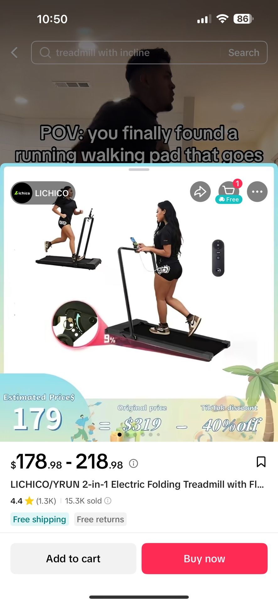 Folding treadmill