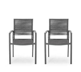 Outdoor Dining Chair (Set of 2), Aluminum Dining Chair with Rope Seat NEW