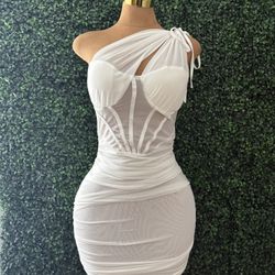 Elegant White One-Shoulder Dress