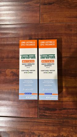 THERABREATH WhiteningDentist Formulated Toothpaste; Anticavity; Neutralizes The Source Of Bad Breath:  Dazzling Mint; 4 oz Each (2 For $10)