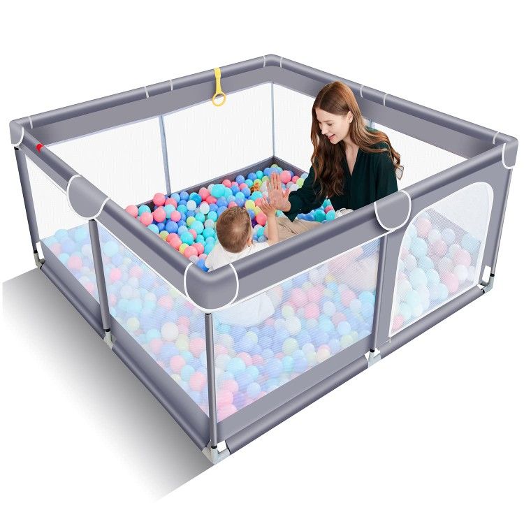 TODALE Baby Playpen, Medium Playpen For Babies And Toddlers, Indoor & Outdoor Kids Activity Center, Kids Safety Play Pens Play ( Light Grey, 50"×50")