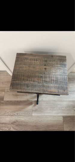 Rustic Wood Side Table with Metal Legs